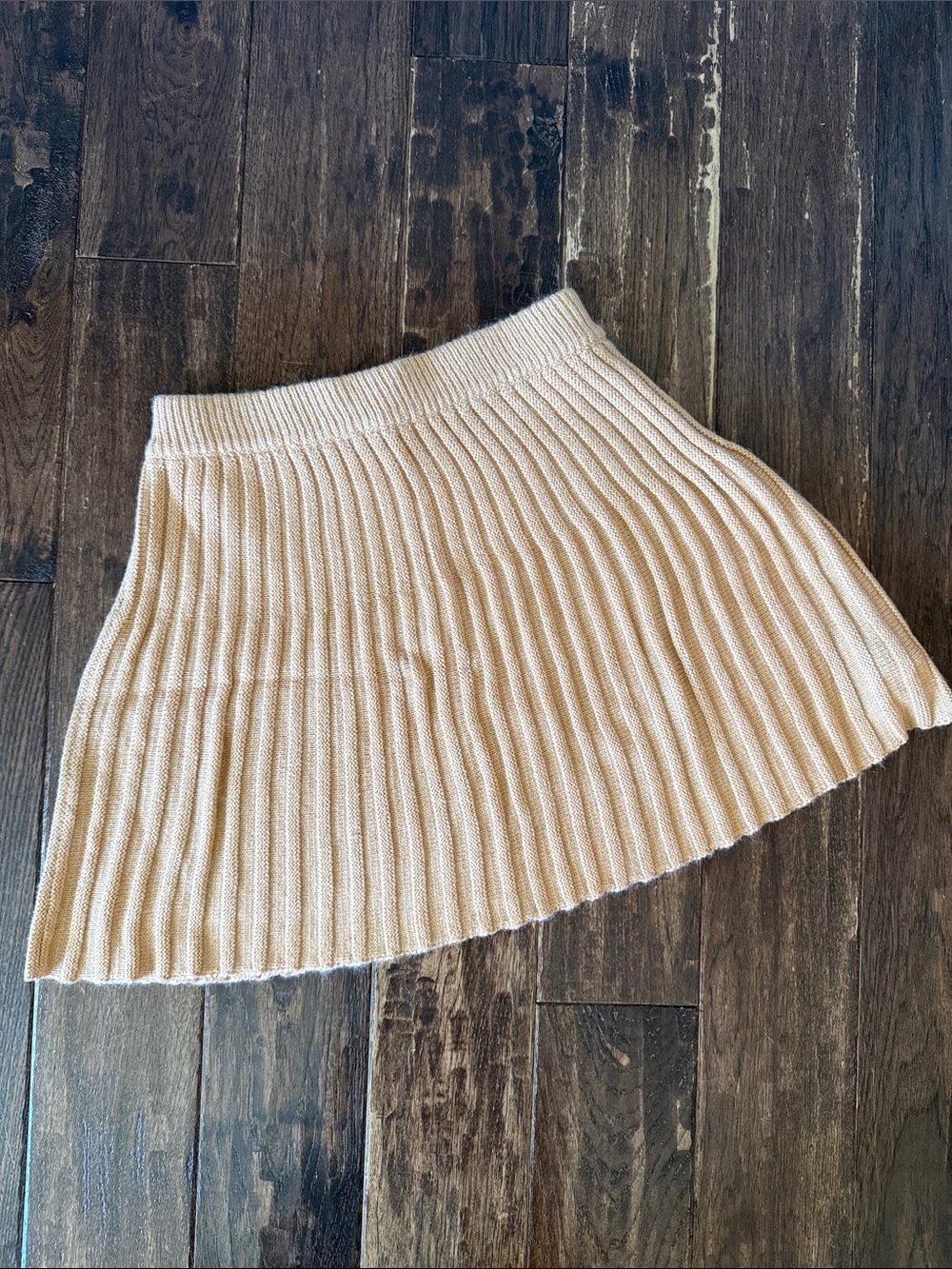 Vici Cream Ribbed Knit Mini Skirt